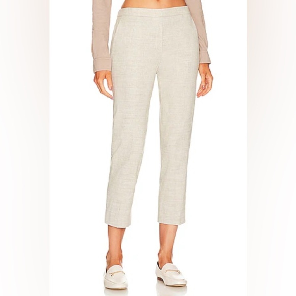 Theory Linen Blend Pull-On Cropped Pants Women’s 8 Oat Beige